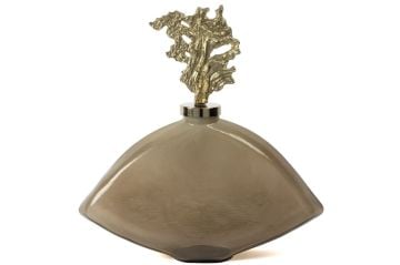 Krem Kahve Cam Gold Mercan Kapaklı Dekoratif Obje 38x38cm