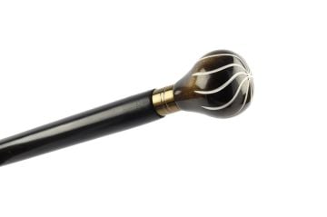 Siyah Beyaz Topuzlu Ahşap Baston 93cm