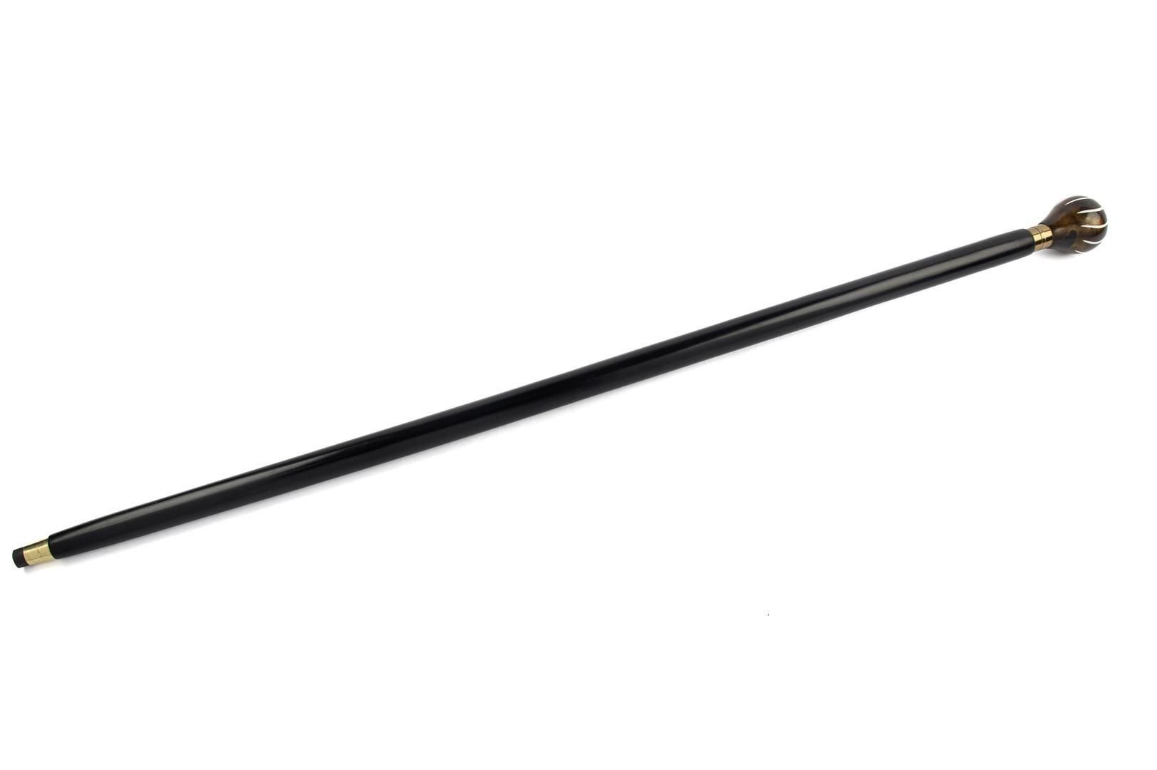 Siyah Beyaz Topuzlu Ahşap Baston 93cm