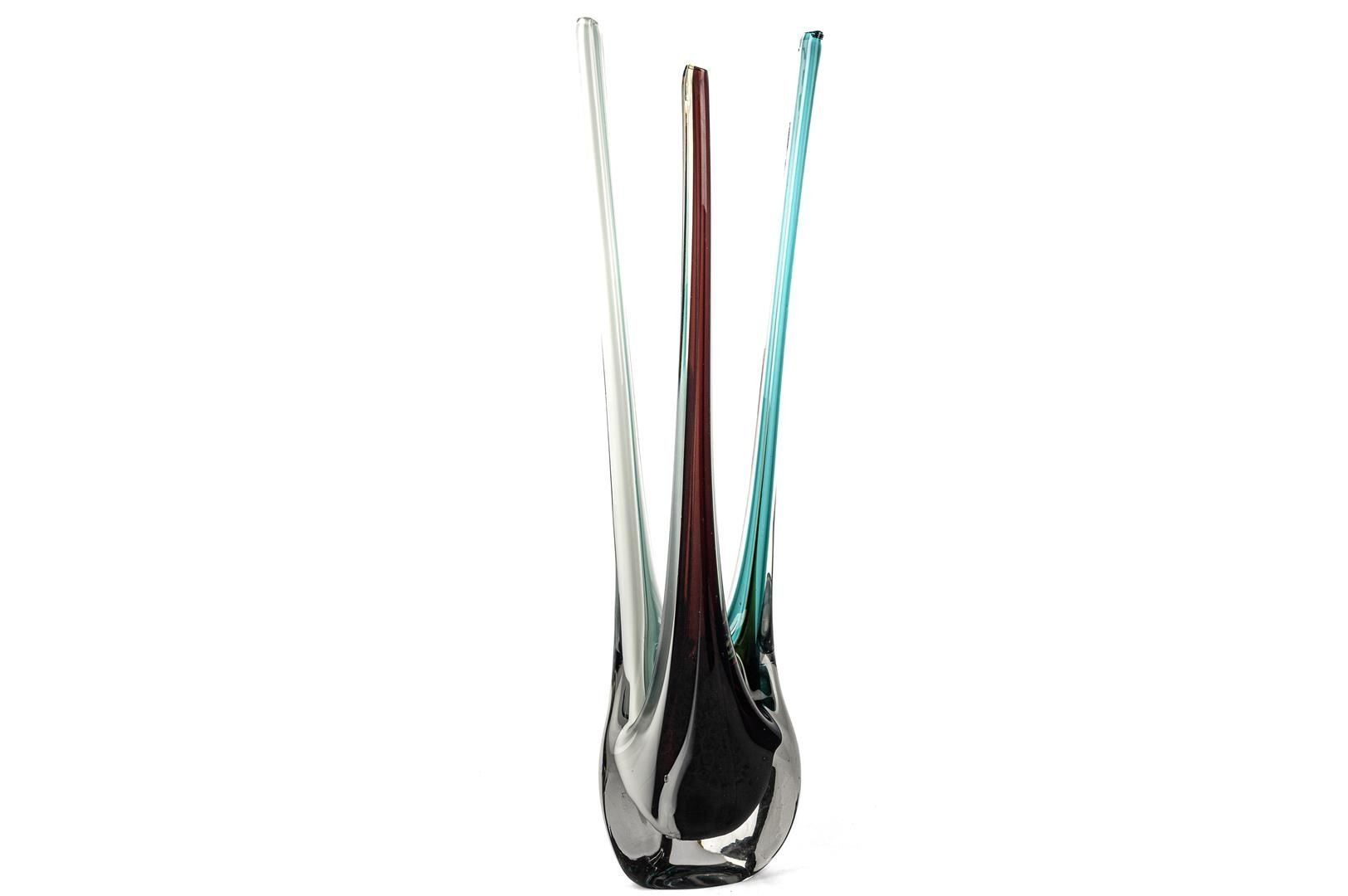 Kırmızı Turkuaz Cam Dekoratif Obje 15x53cm