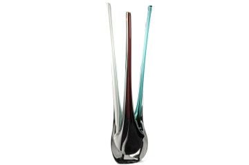 Kırmızı Turkuaz Cam Dekoratif Obje 15x53cm