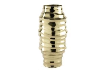 Gold Helezon Metal Vazo 17x35cm