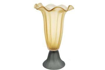 Amber Yeşil Ayaklı Cam Dalgalı Vazo 45x30cm