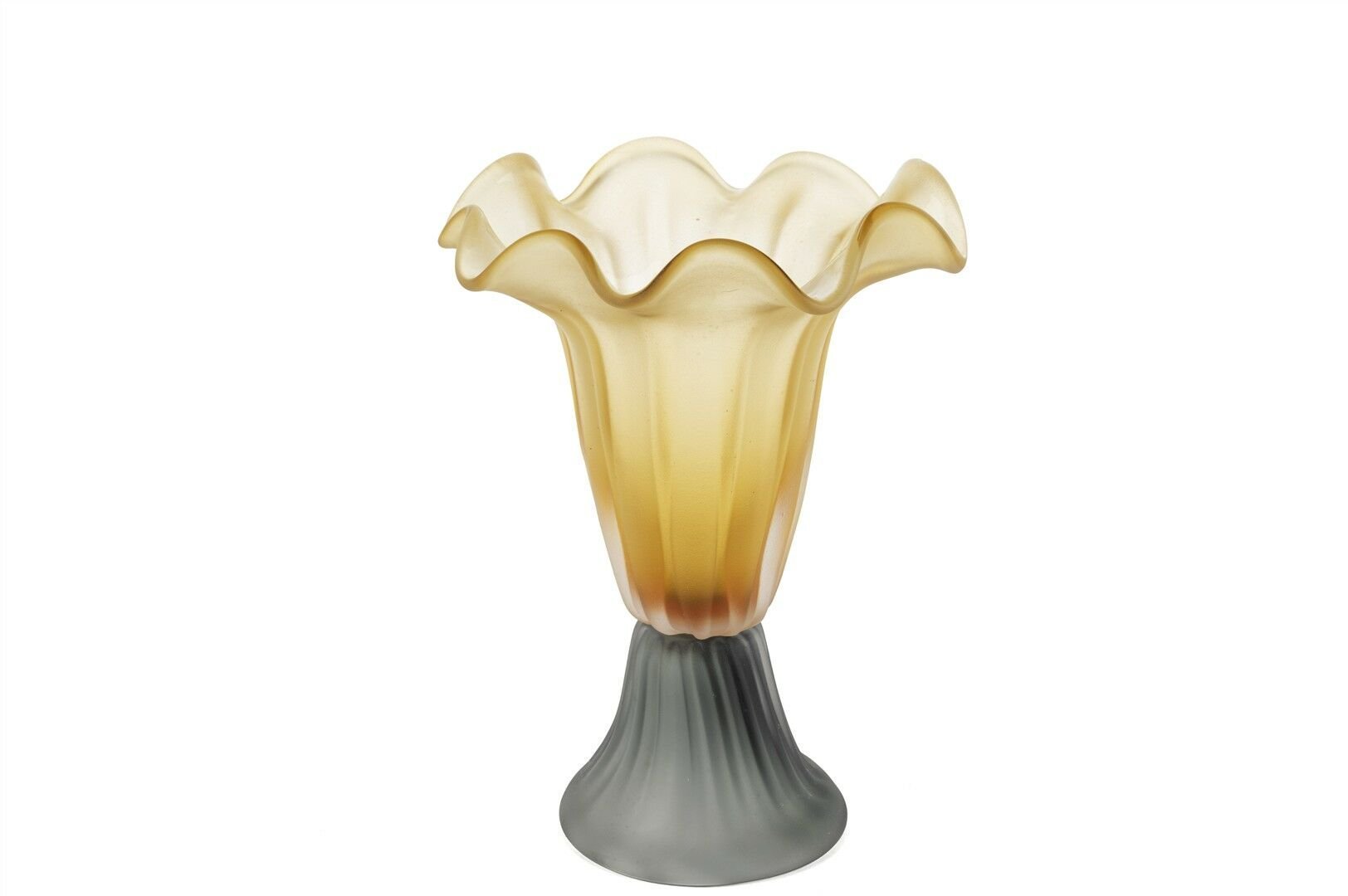 Amber Yeşil Ayaklı Cam Dalgalı Vazo 32x25cm