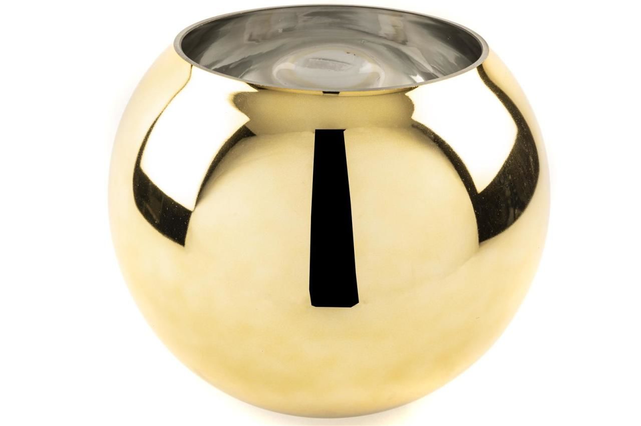 Gold Yuvarlak Cam Vazo 25cm