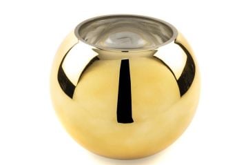 Gold Yuvarlak Cam Vazo 20cm