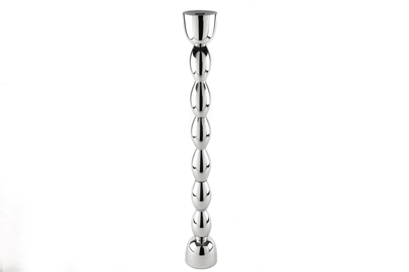 Silver Boğumlu Metal Mumluk 9x66cm