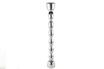 Silver Boğumlu Metal Mumluk 9x66cm