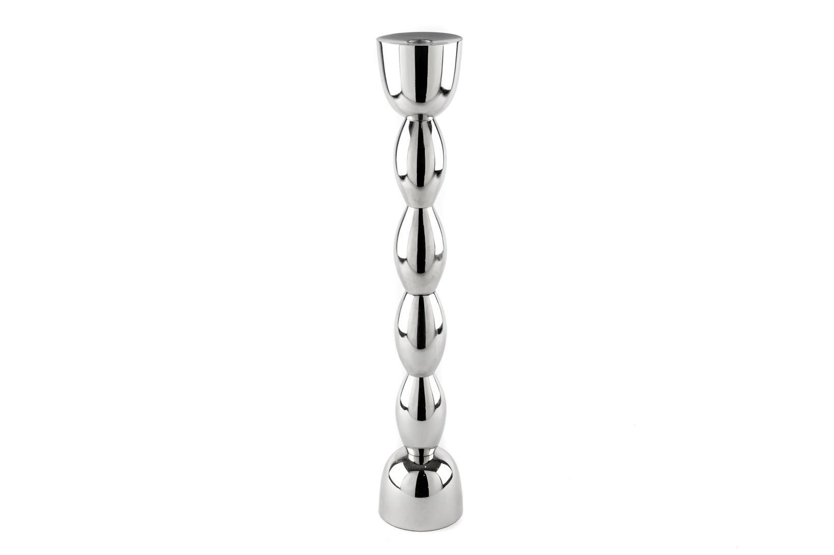 Silver Boğumlu Metal Mumluk 9x48cm