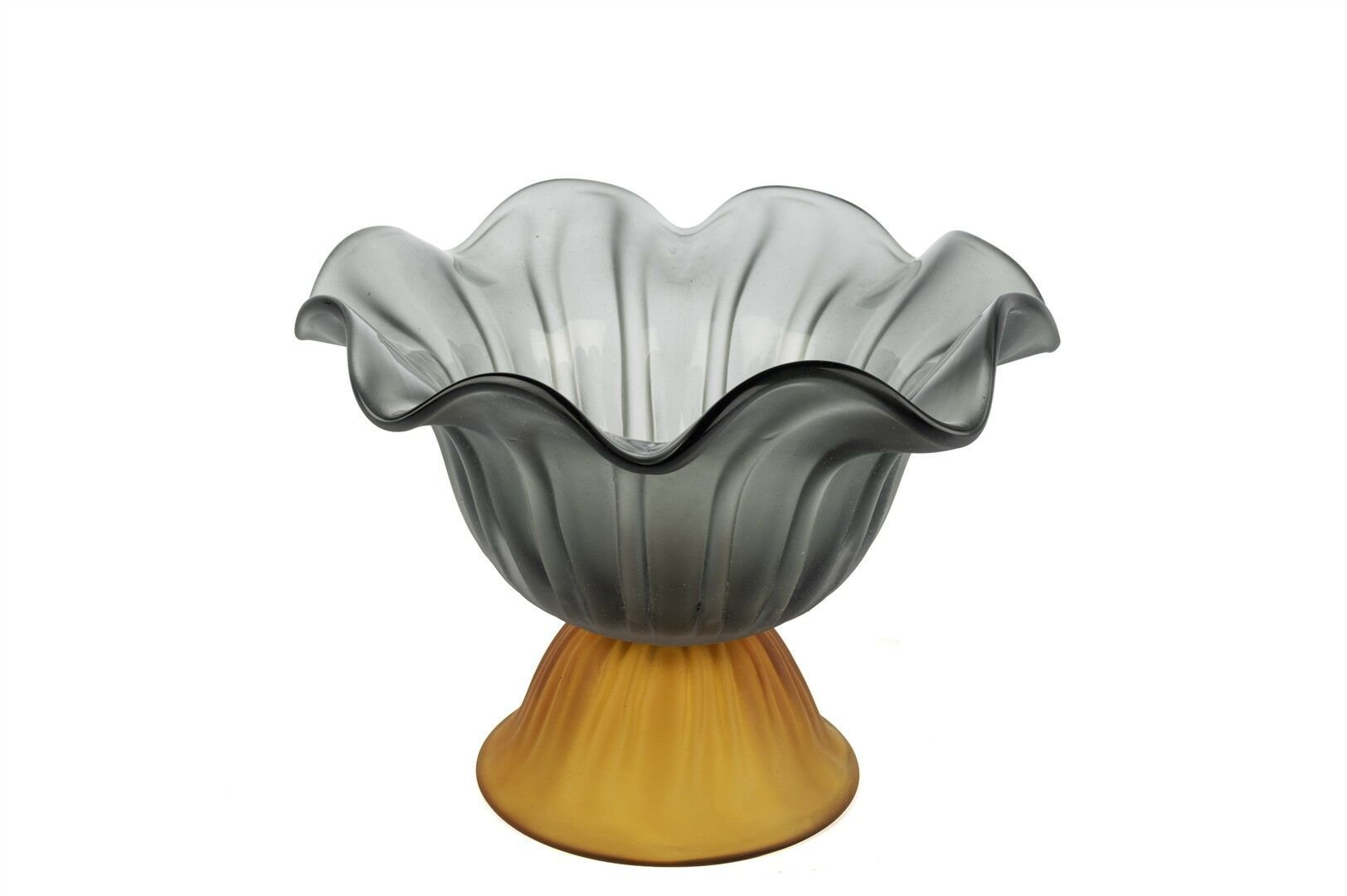 Yeşil Amber Ayaklı Cam Dekoratif Kase32x24cm