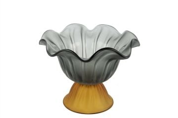 Yeşil Amber Ayaklı Cam Dekoratif Kase32x24cm