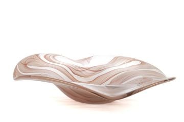 Gül Kurusu Çizgili Cam Dek. Tabak 40x10cm