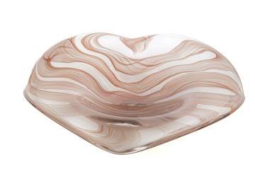 Gül Kurusu Çizgili Cam Dek. Tabak 40x10cm