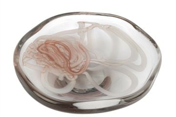 Gül Kurusu Çizgili Cam Dek. Tabak 36x10cm