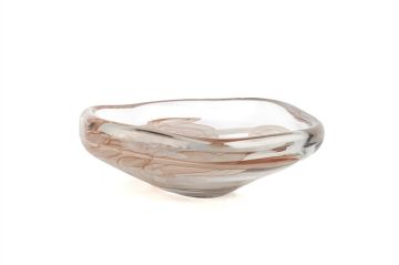 Gül Kurusu Çizgili Cam Dek. Tabak 27x9cm