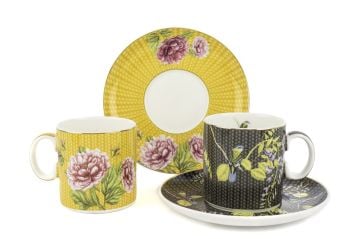 Karen 2li Pasta Tabaklı Çay Fincan Seti 6 Parça 180cc