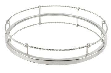 Gümüş Burma Aynalı Tepsi 40x6cm