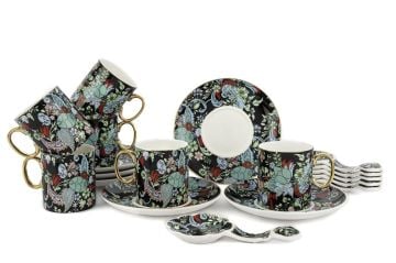 Garden Siyah 6lı Kahve Fincanı Seti 18 Parça 100cc