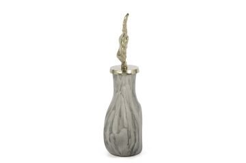 Gri Mermer Desenli Gold Kapaklı Küp 48x23cm