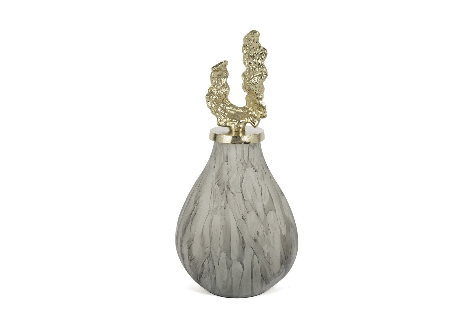 Gri Mermer Desenli Gold Kapaklı Küp 48x23cm