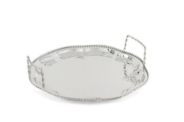 Gümüş Burma Çiçek Tepsi 31x7cm