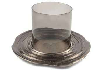 Gümüş Cam Mumluk 35x20cm