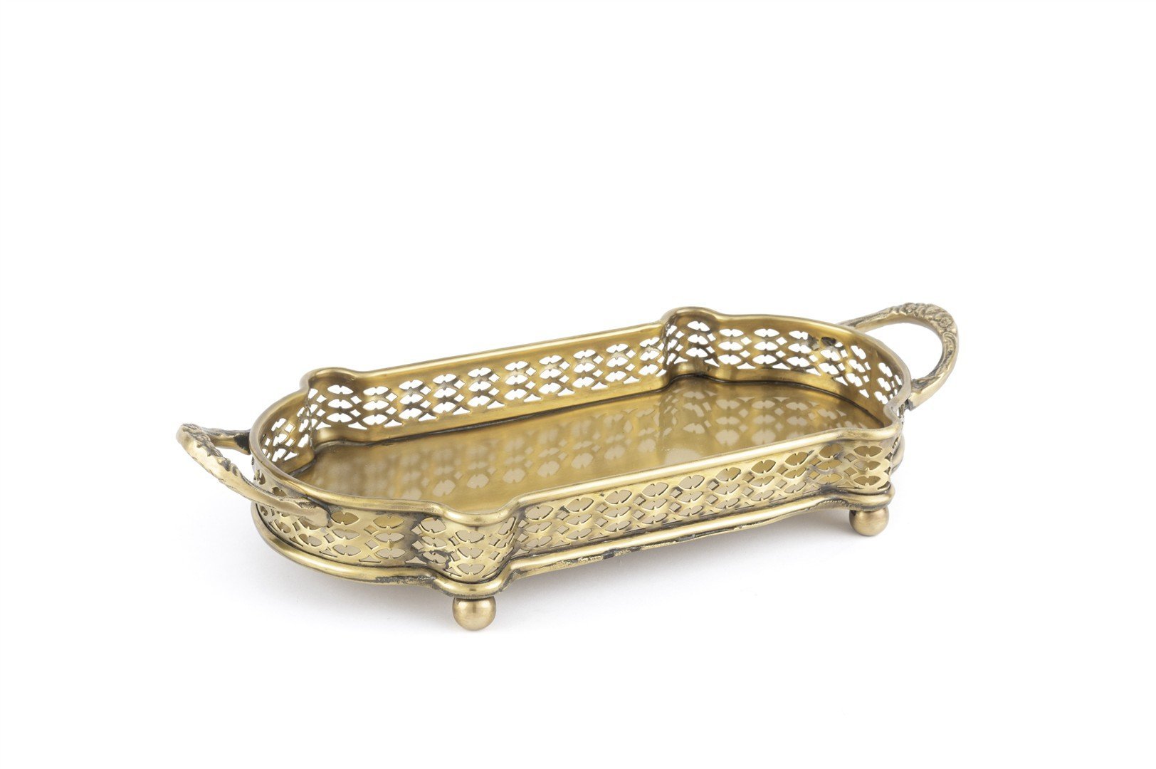 Bakır Antik Tepsi 33x15x6cm