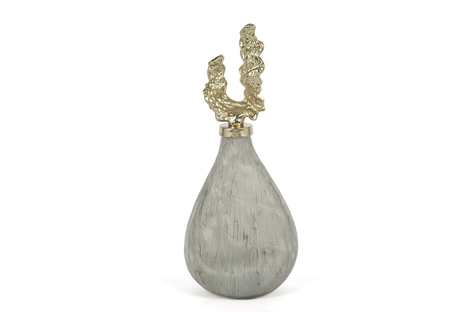 Gri Mermer Desenli Gold Kapaklı Küp 51x20cm