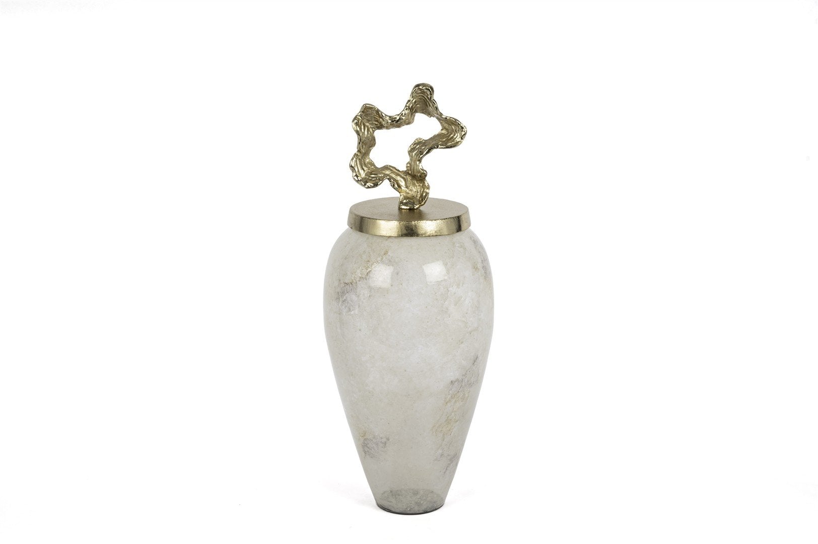 Beyaz Lekeli Gold Kapaklı Küp 62x25cm