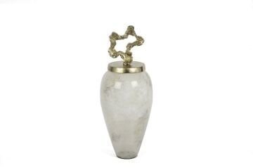 Beyaz Lekeli Gold Kapaklı Küp 62x25cm