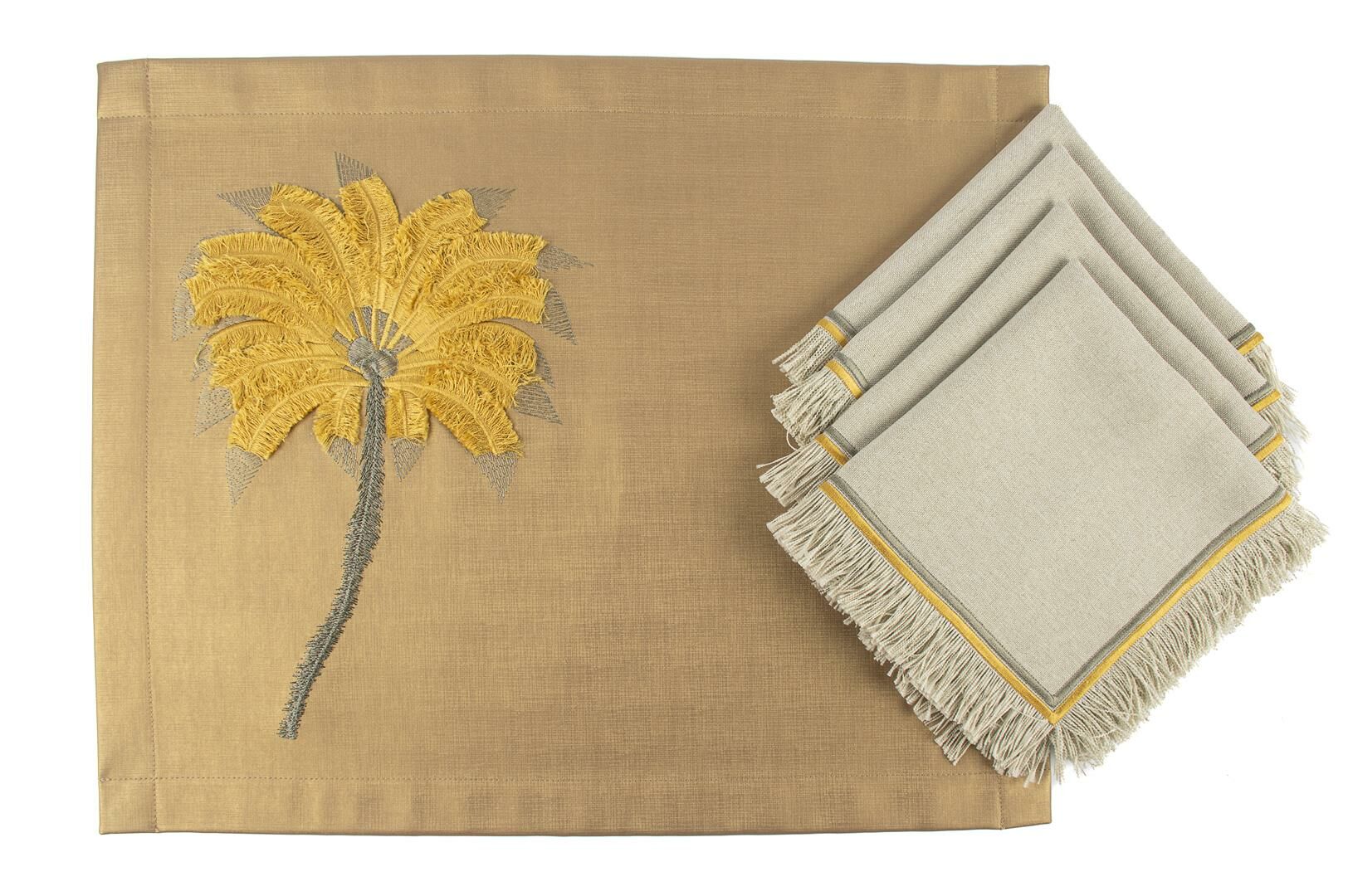 Palmiye Gold 4 Amerikan Servis 4 Peçete 8li Set