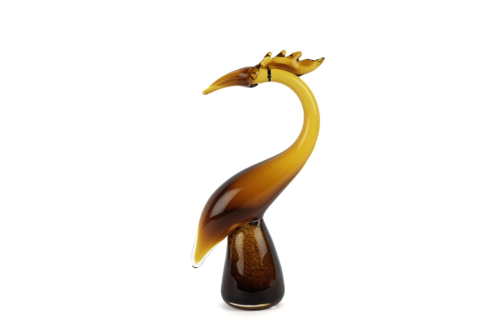 Amber Kahve Turna Cam Dek Obje 18x33cm