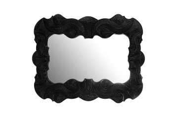Siyah Dokulu Volanlı Ayna 73x73x4cm