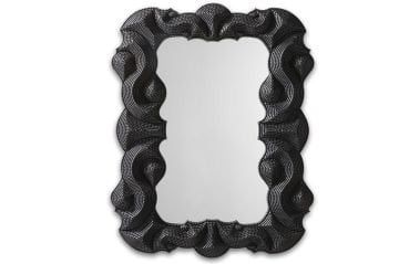 Siyah Dokulu Volanlı Ayna 73x73x4cm
