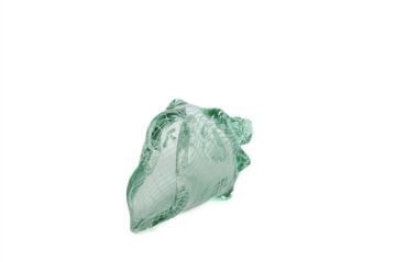 Yeşil İstiridye Cam Dek Obje 20x11cm