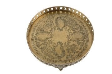 Bakır Antik Yuvarlak Tepsi 25x5cm