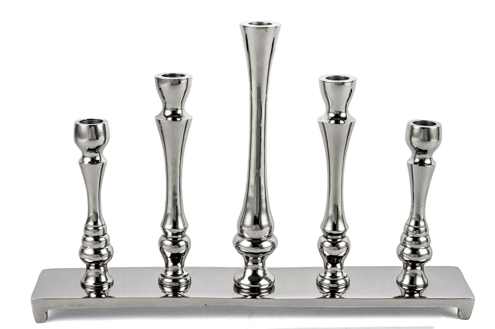 Gümüş Metal 5li Şamdan 41x8x28cm