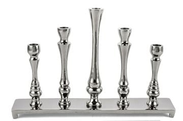 Gümüş Metal 5li Şamdan 41x8x28cm