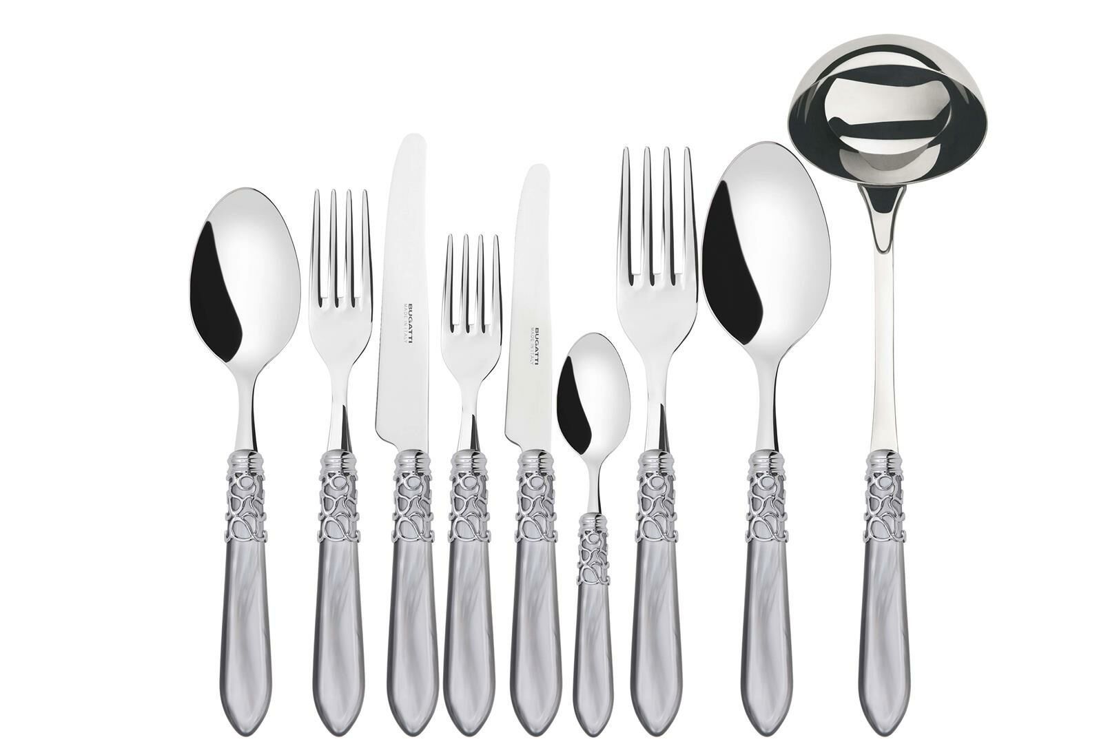 BUGATTİ Melodie Parlak Gri 75 Parça Çatal Kaşık Bıçak Seti