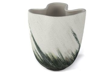 Beyaz Yeşil Seramik Vazo 30x33cm