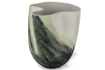 Beyaz Yeşil Seramik Vazo 30x33cm