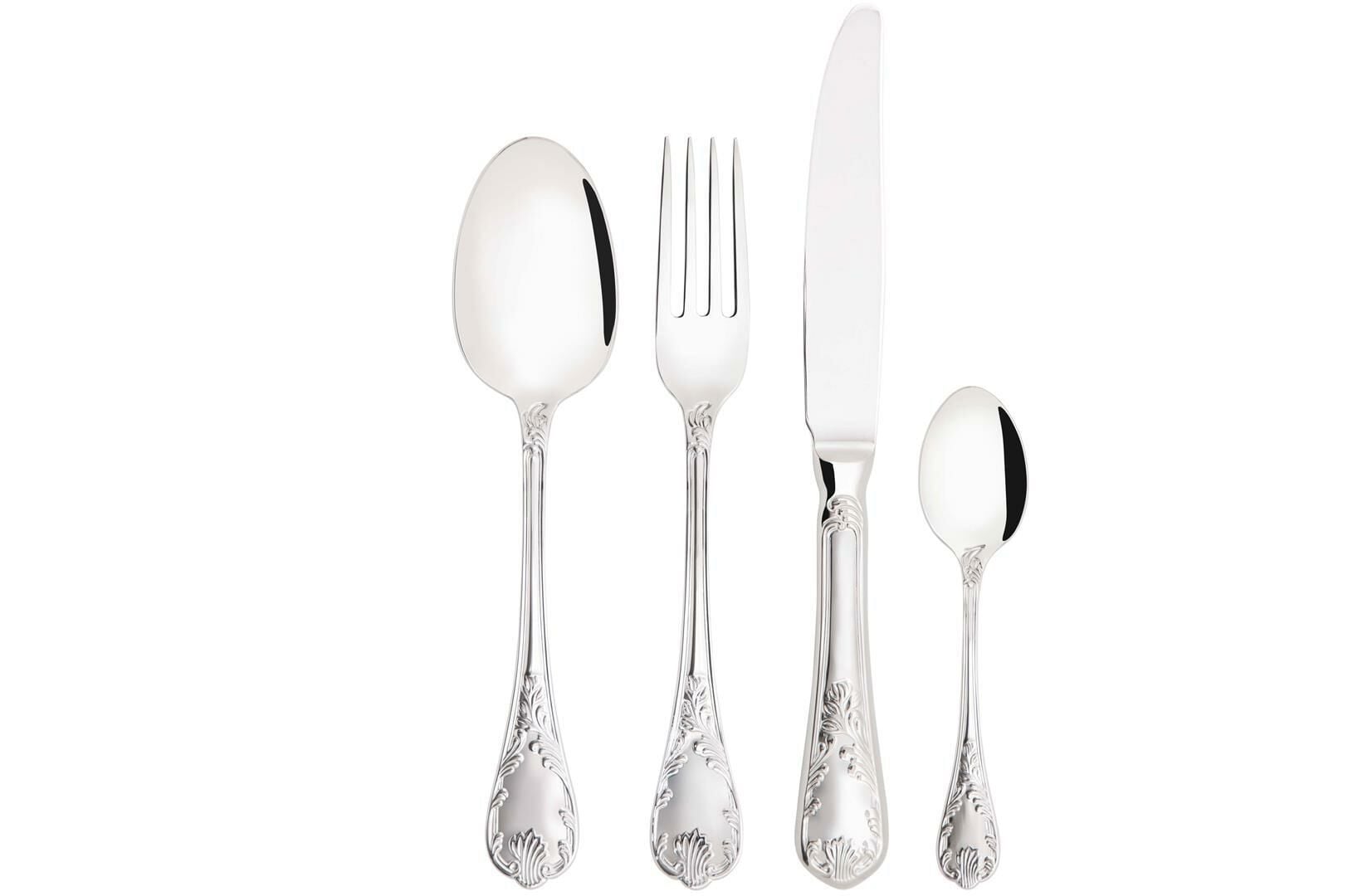 BUGATTİ King Parlak Gümüş 24 Parça Çatal Kaşık Bıçak Seti