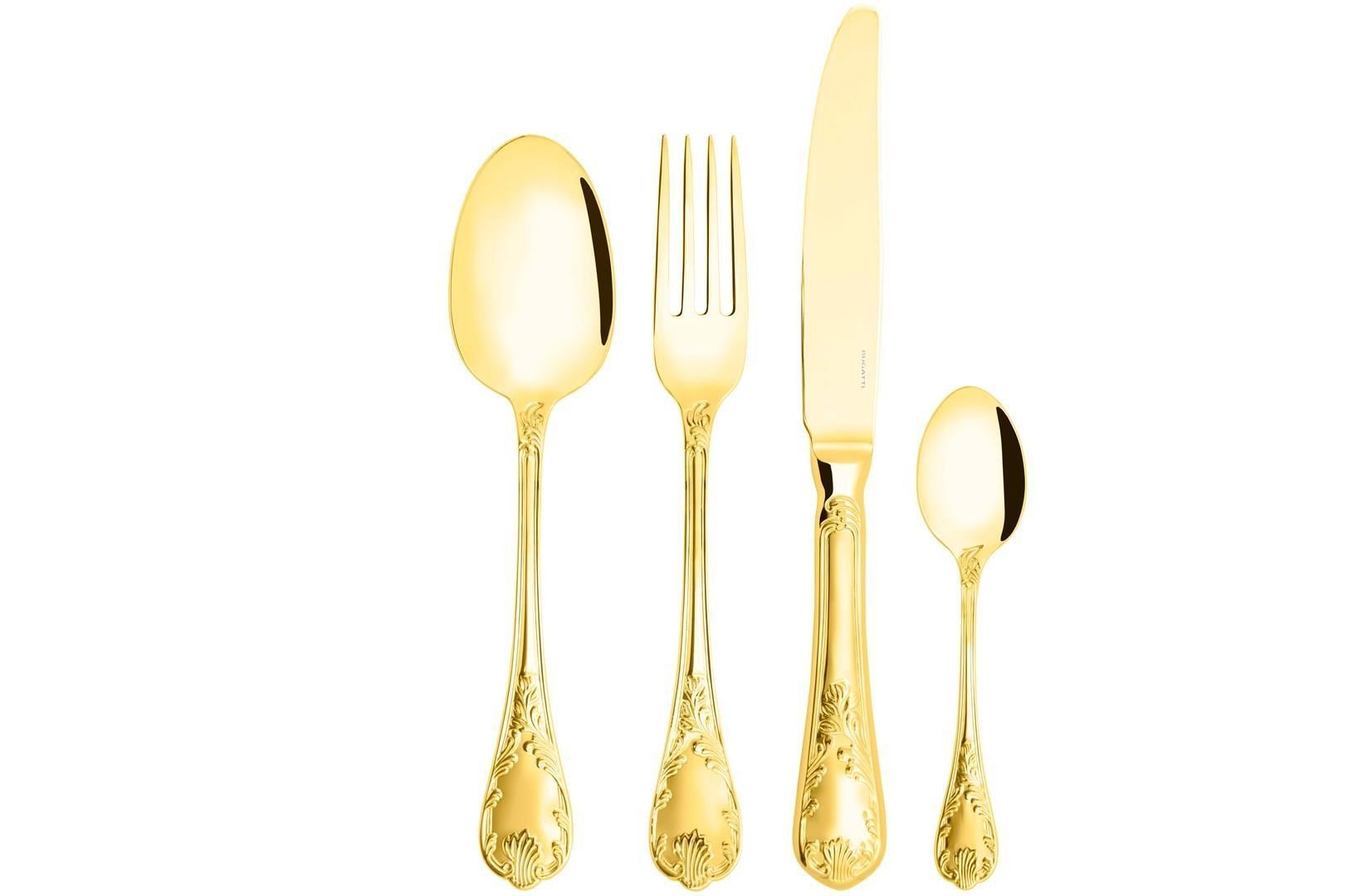 BUGATTİ King Parlak Altın 24 Parça Çatal Kaşık Bıçak Seti
