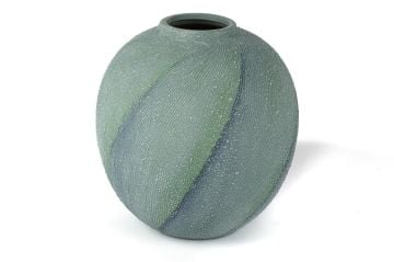 Mavi Yuvarlak Seramik Vazo 22x22cm