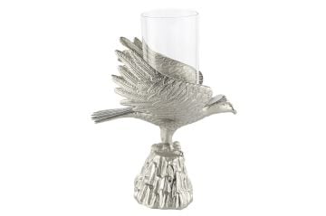 Gümüş Tavuskuşu Camlı Mumluk 21x26x34cm