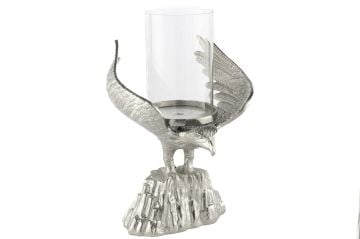 Gümüş Tavuskuşu Camlı Mumluk 21x26x34cm