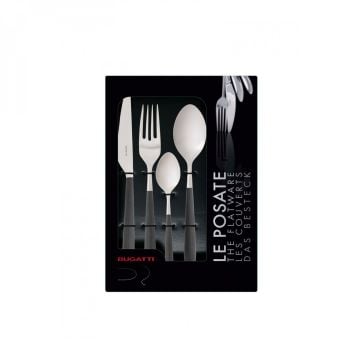 BUGATTİ Ares Mat Siyah 24 Parça Çatal Kaşık Bıçak Seti