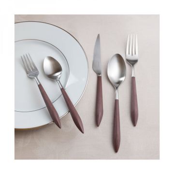 BUGATTİ Ares Mat Kahve 24 Parça Çatal Kaşık Bıçak Seti