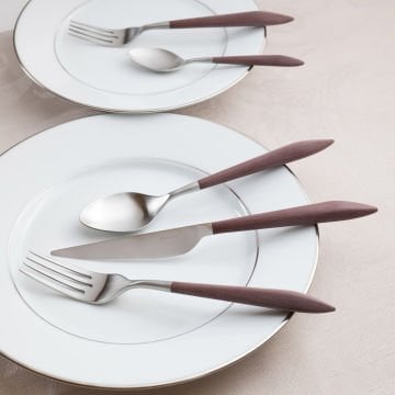 BUGATTİ Ares Mat Kahve 24 Parça Çatal Kaşık Bıçak Seti
