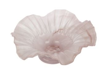 Pembe Cam Kıvrımlı Dek Tabak 30x13cm